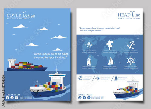 Sea shipping poster template set