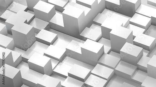 Abstract background of cubes and parallelepipeds in white colors