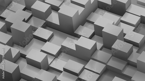 Abstract background of cubes and parallelepipeds in gray colors