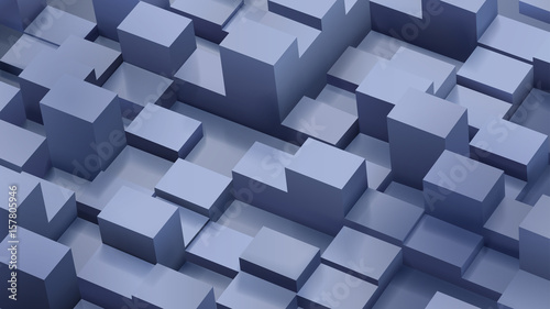 Abstract background of cubes and parallelepipeds in gray-blue colors