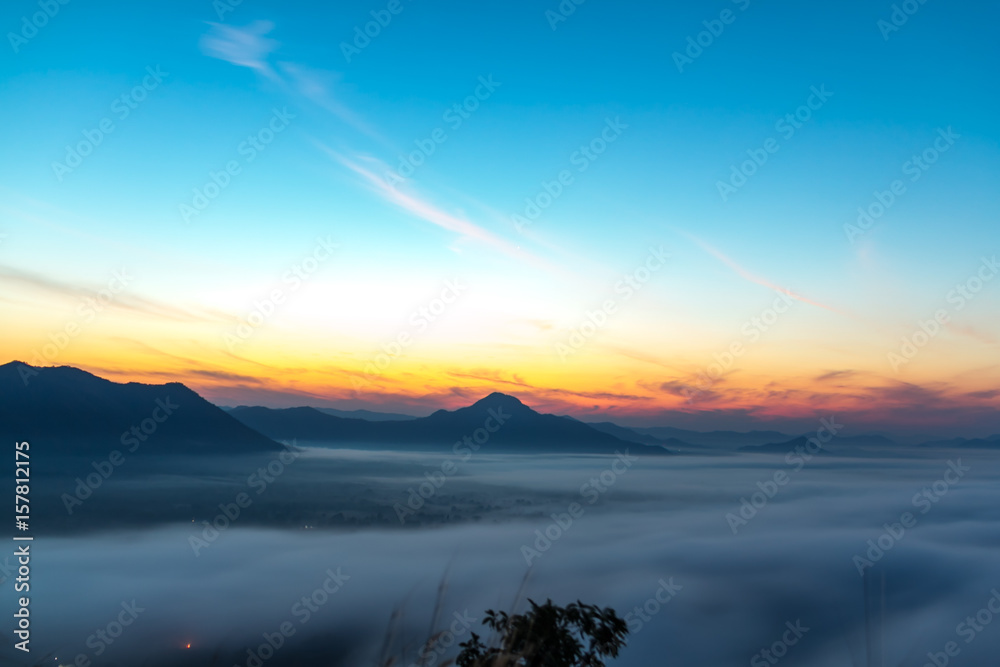 The morning sun with clouds.