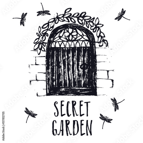 Secret garden Black color Brush illustration