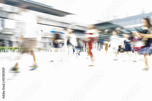 People walking on big city street photo