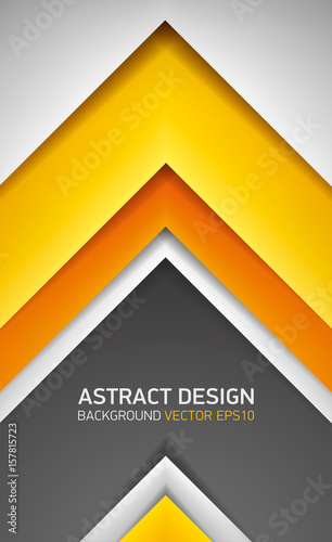 Abstract volume background. Yellow, orange and gray stripes, cover for project presentation, vector design