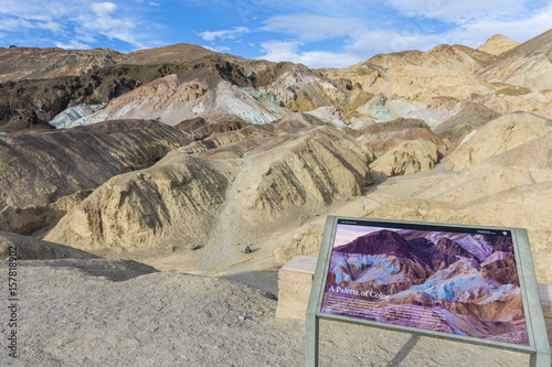 Touristic sign at Artist's Palette. Death Valley National Park, Inyo County, California, USA. photo