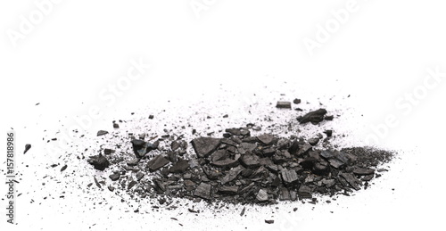 pile charcoal isolated on white background  xylanthrax  wood coal 