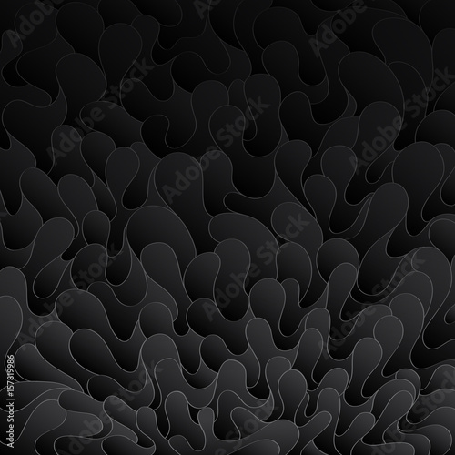 Black texture. Wavy background. Interior wall decoration. 3D Vector interior wall panel pattern.