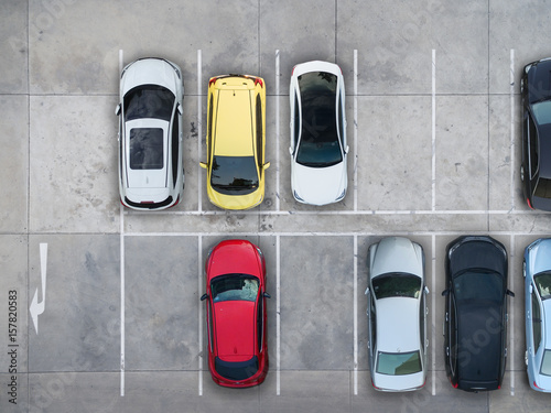 Empty parking lots, aerial view.