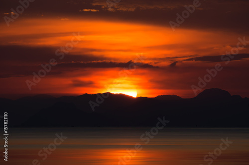 Sunset sky at the lake © noppharat