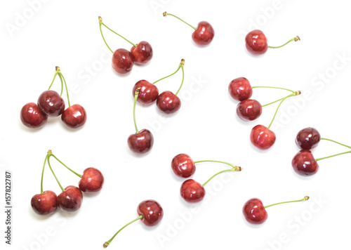  Sweet cherries isolated on white background