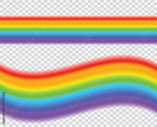 The horizontal and wavy rainbow spectrum. Rainbow design on a transparent background for the cover, flyers, business cards .. Natural design elements. Vector illustration.