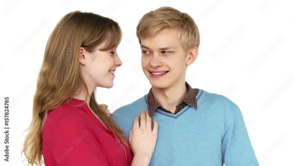 The guy did his lover a surprise. She is surprised and fascinated by The guy did his lover a surprise. She is surprised and fascinated by
