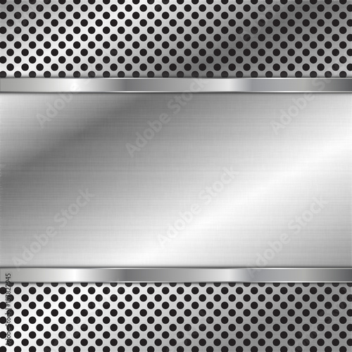 stainless steel metal plate perforated background. Vector design.