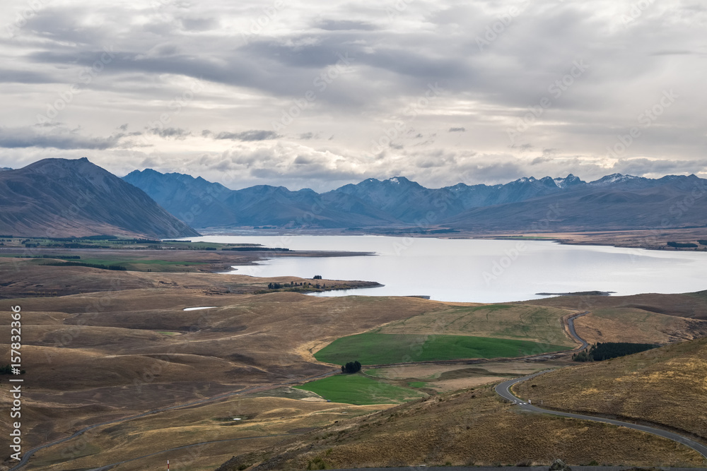 Landscape around Mount John Observatory near Lake Tekapo, New Zealand