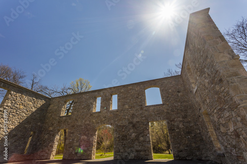 The old ruins at Hermitage in Ontario during a warm spring day. photo