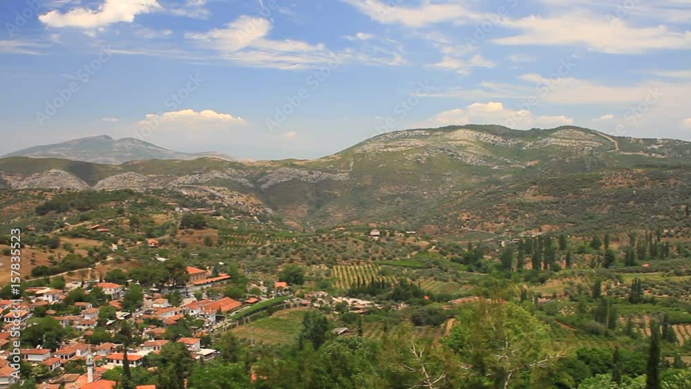 Sirince village, surrounded by olive groves, peach orchards and vineyards. (Panoramic view) Village located 8 kilometers up in the eastern Selcuk Mountains Sirince village, surrounded by olive groves, peach orchards and vineyards. (Panoramic view) Village located 8 kilometers up in the eastern Selcuk Mountains