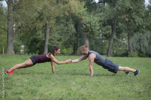 Young woman workout with he...