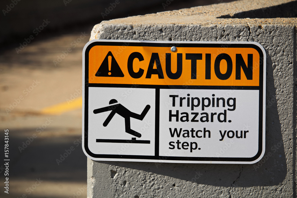 custom made wallpaper toronto digitalCaution tripping hazard sign on a wall