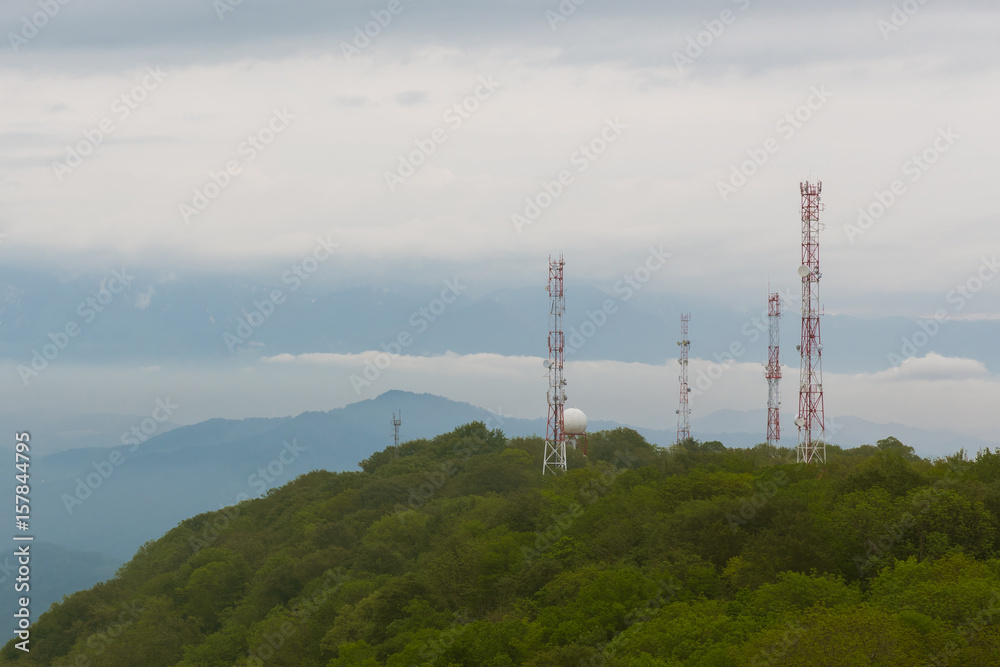 Radio locators, antennas, communications and tele-, radio- broadcast, meteorology in the mountains