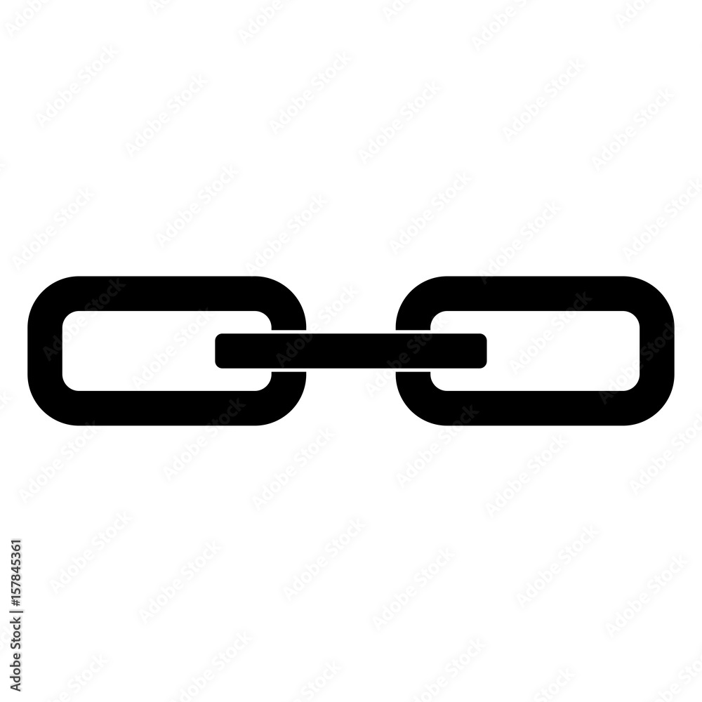 Chain link the black color icon . Chain link the black color icon .