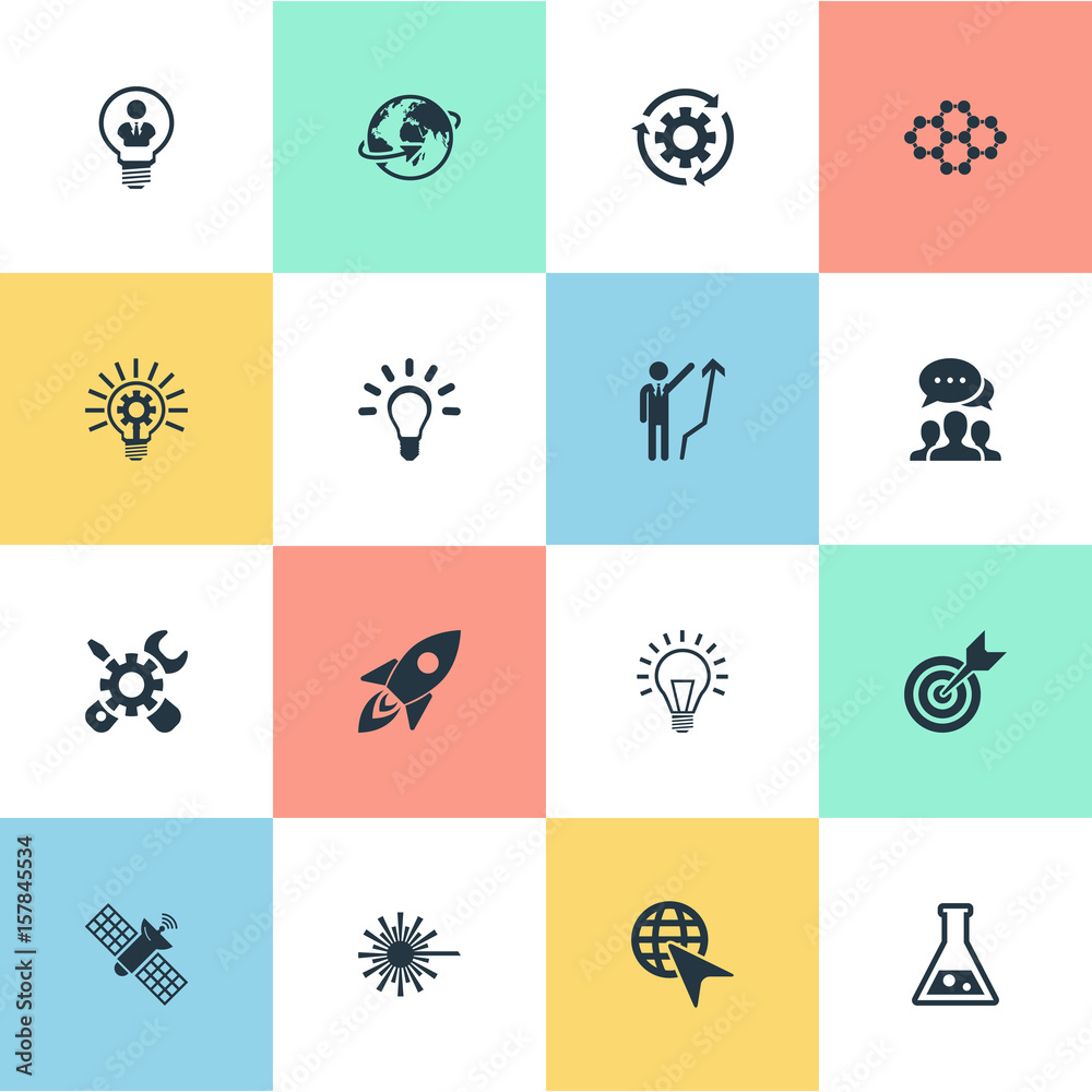 Vector Illustration Set Of Simple Invention Icons. Elements Global, Lamp,  Choose And Other Synonyms Communicator, Project And Missile. Stock Vector |  Adobe Stock
