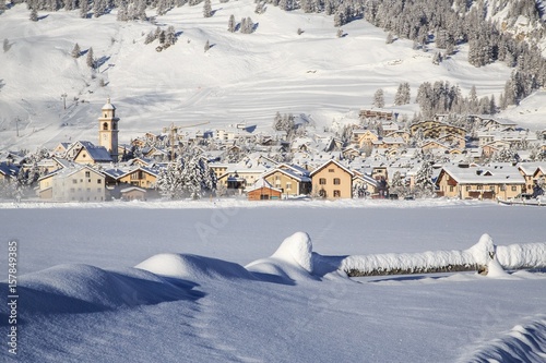 The village of Samedan in winter Engadine, Canton of Grisons Switzerland Europe photo