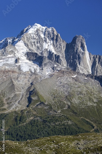 View of Aiguille Verte Les Drus. Mont Blanc. Haute Savoie. France