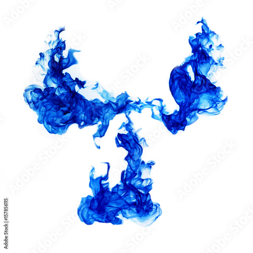 Set blue flames isolated on white background