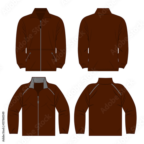 brown color autumn fleece jacket and sport jacket set isolated vector on the white background