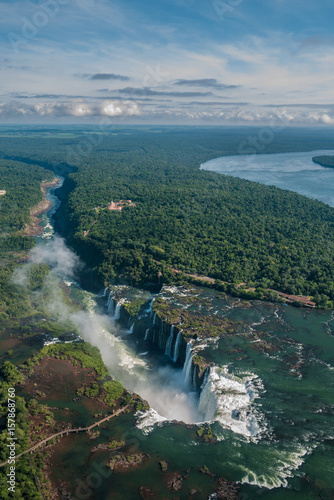 Iguazu falls in a cloudy day