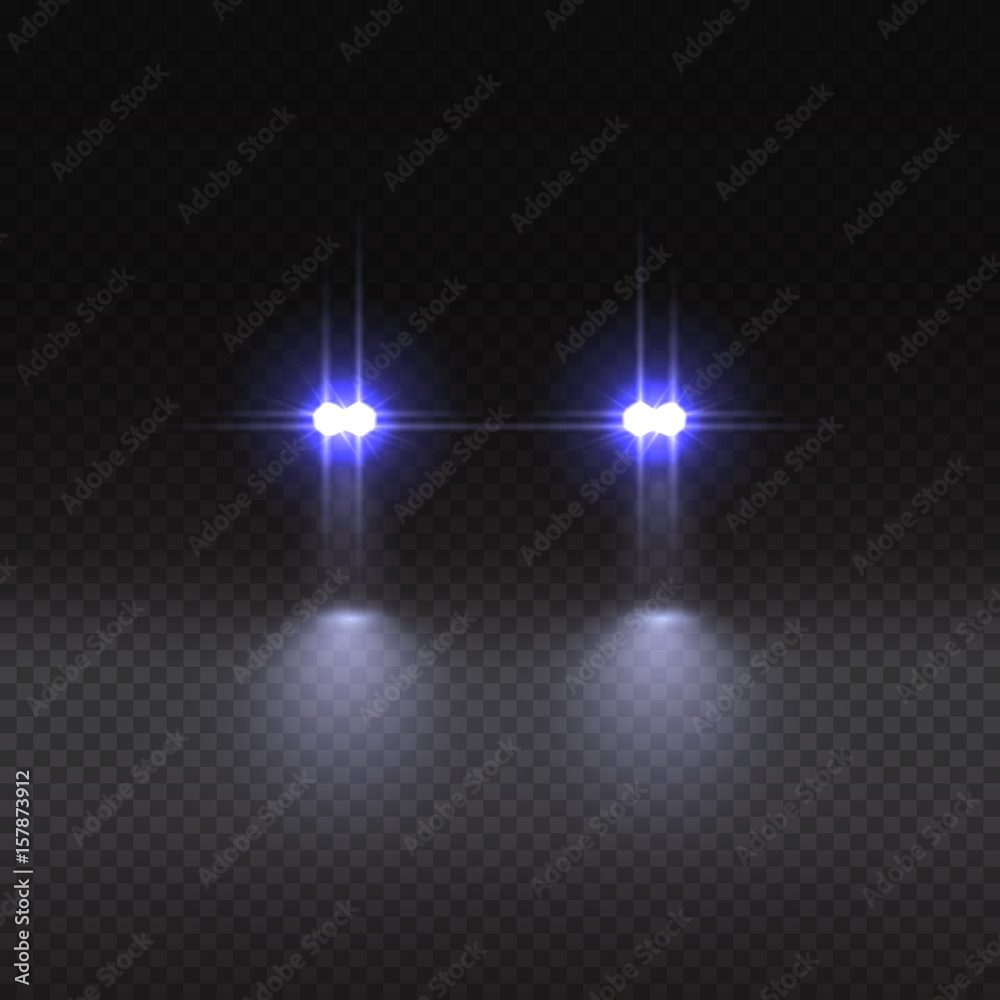 Obraz premium Car light effect on transparent background. Vector illustration.