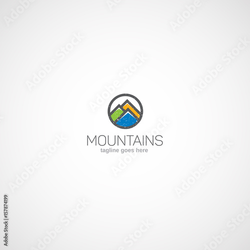 Mountains flat logo.