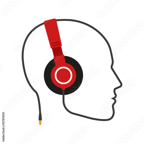 Red headphone. Vector. photo