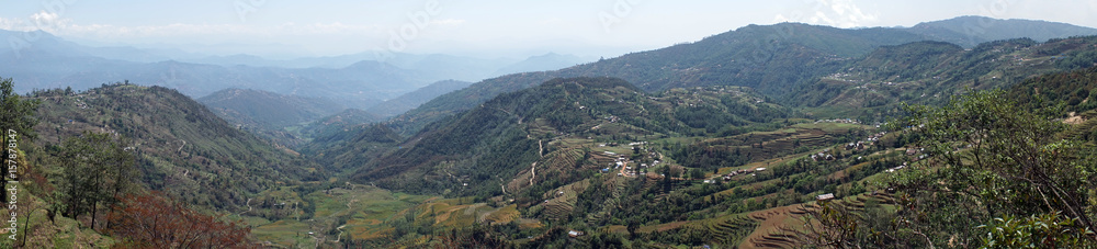 Terraces and village in mountain