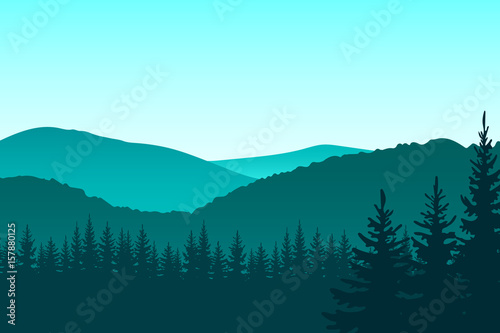 Illustration of beautiful forest landscape.