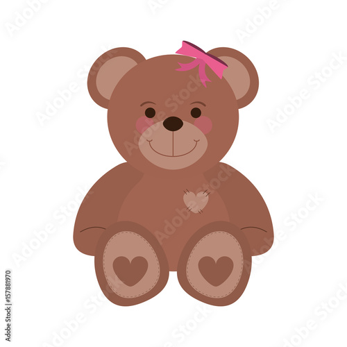 girly teddy bear baby or shower related  icon image vector illustration design 