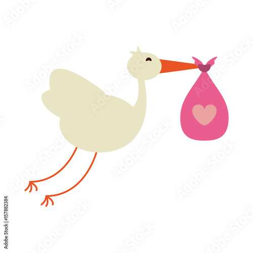 crane holding bag baby or shower related  icon image vector illustration design 
