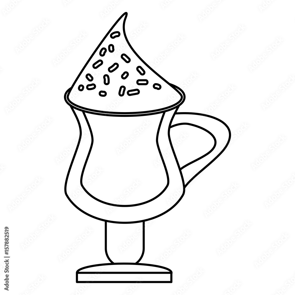 Obraz premium Cold coffee drink in glass cup icon vector illustration graphic design