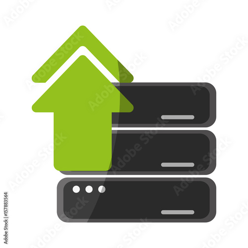 upload arrow with computer servers icon image vector illustration design 