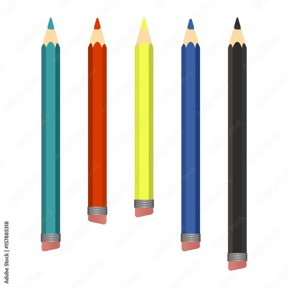 Colored wood pencils various length on white background. Colored wood pencils various length on white background.