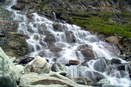 A waterfall in the Roseg Valley, Val Roseg, Engadine Switzerland Europe © ClickAlps