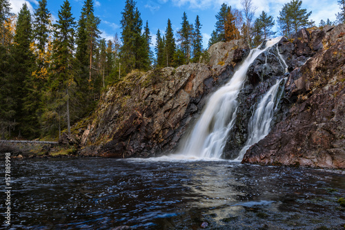 Autumn landscape with waterfall  Finland  Hepok  ng  s