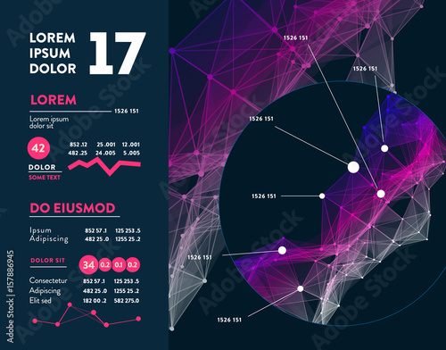 Futuristic infographic. Information aesthetic design. Complex data threads graphic visualization. Abstract data graph
