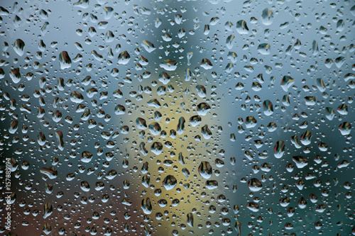 Rain drops on window , rainy day 