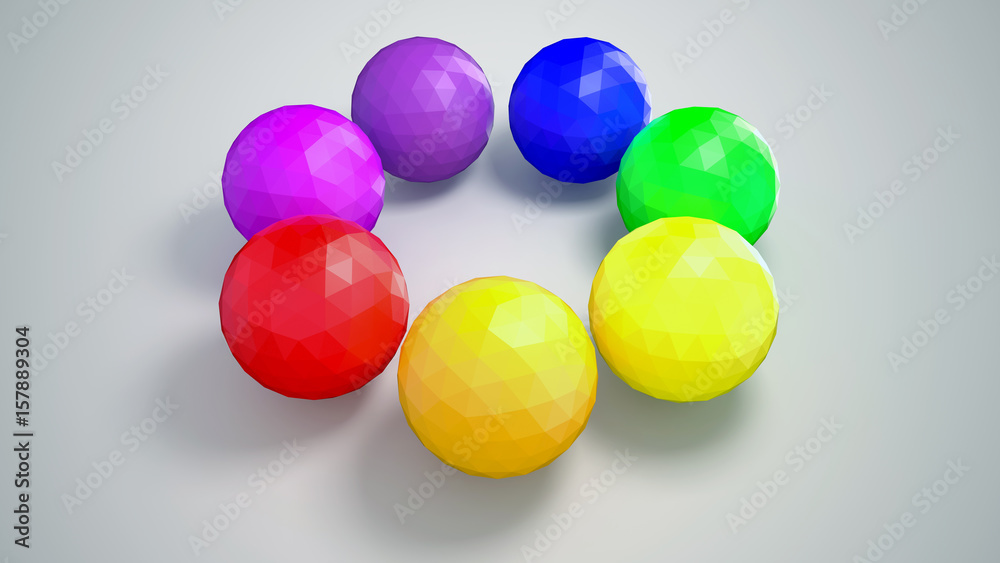 3d spheres rainbow circle