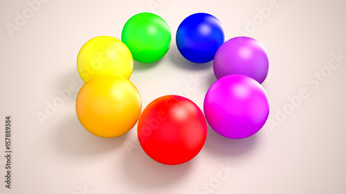 3d spheres rainbow circle