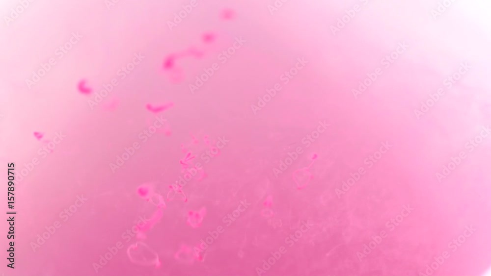 Pink watercolor pouting into the water closeup slow motion, Pink watercolor pouting into the water closeup slow motion,