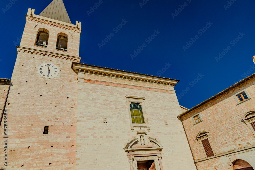 Colorful and narrow alleys of Spello city of umbria in italy