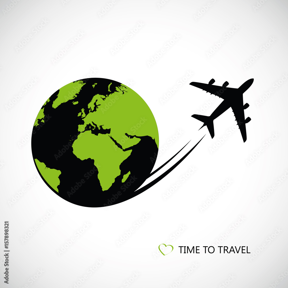 Fototapeta premium time to travel mit dem flugzeug in die welt hinaus