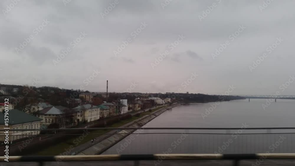 The Russian city of Kostroma on the Volga River in cloudy weather in the evening The Russian city of Kostroma on the Volga River in cloudy weather in the evening